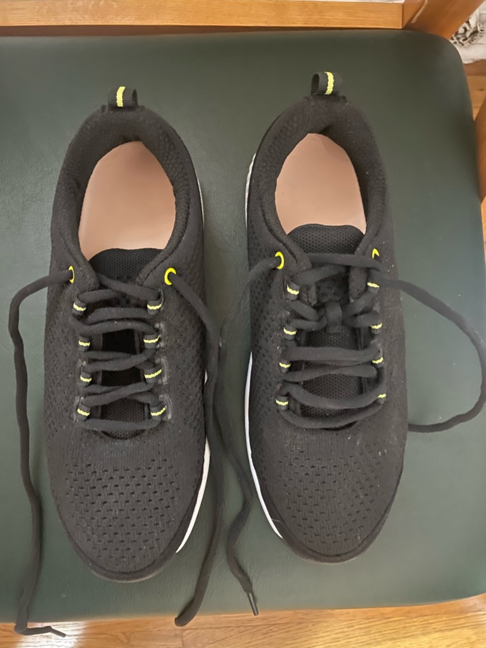 Women's Black Knit Sneakers with Subtle Yellow Accents